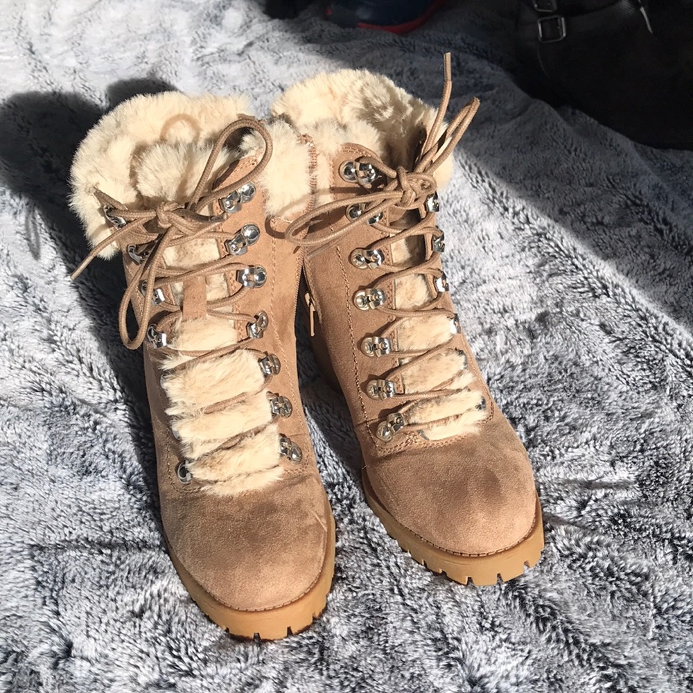 Tan Faux Fur Boots NWOT